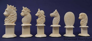 German Antique Bone Animalier Chess Set