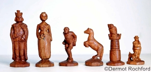 Antique German Folk  Chess Set