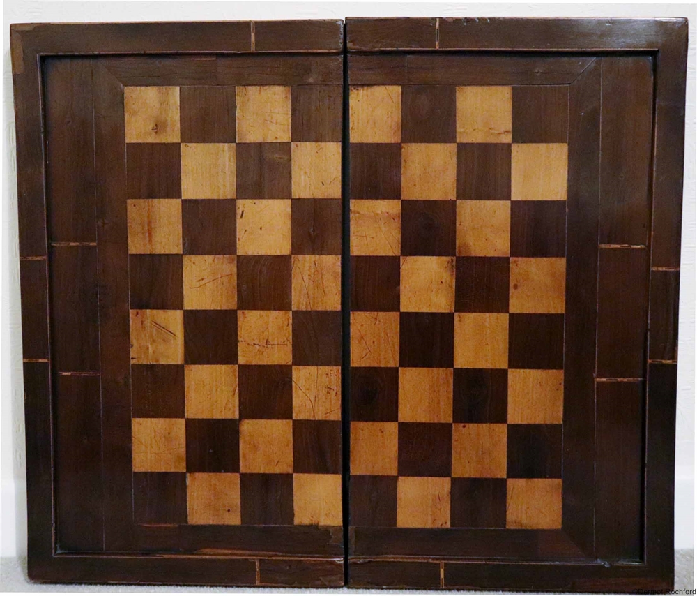 Antique early games box chess board