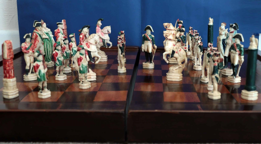 Antique early games box chess board