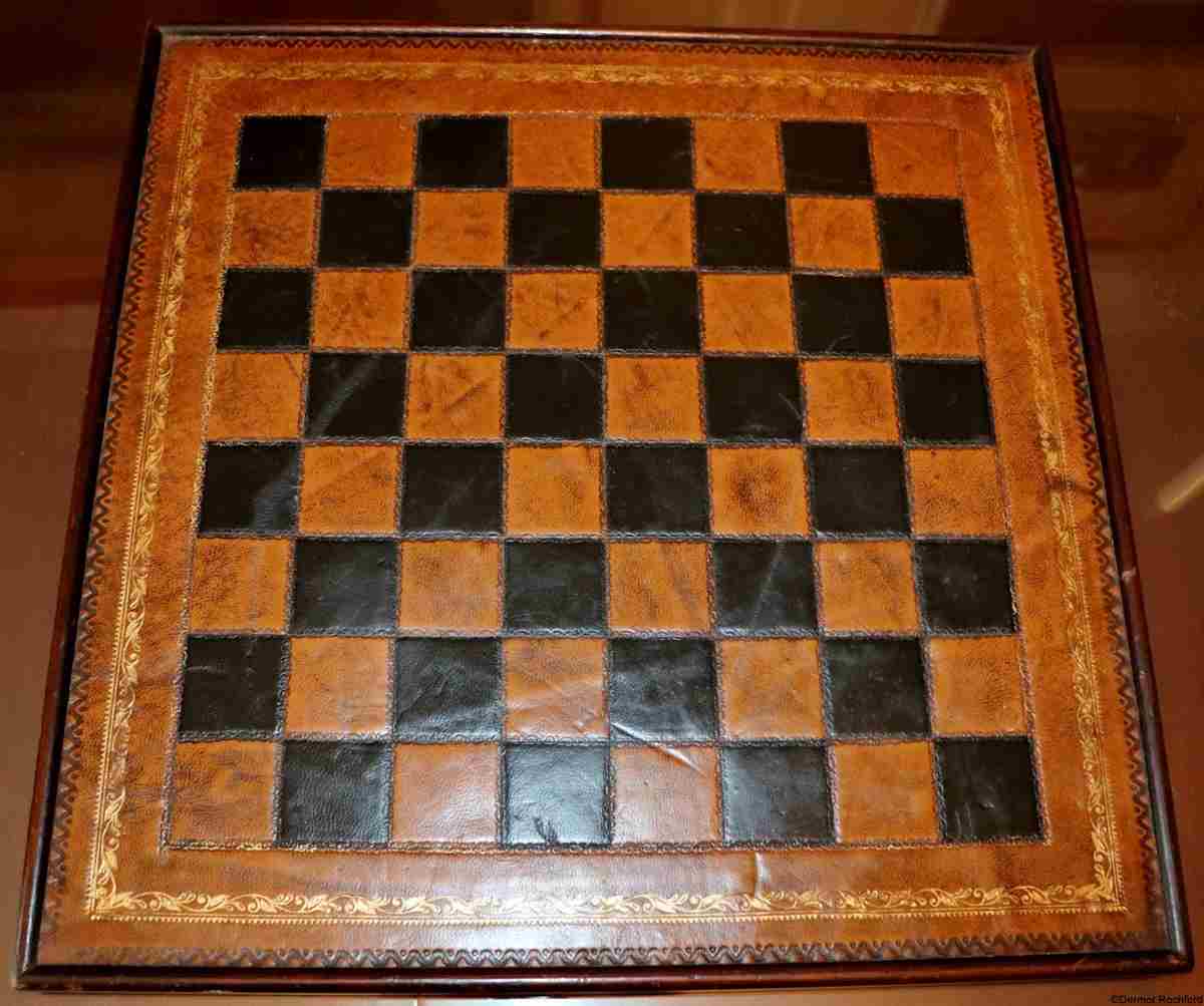 Fine Antique Leather Chessboard