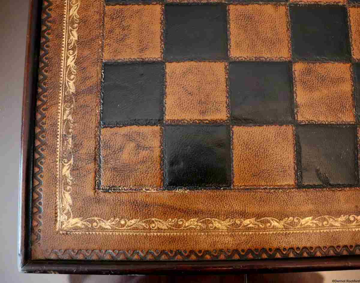 Fine Antique Leather Chessboard