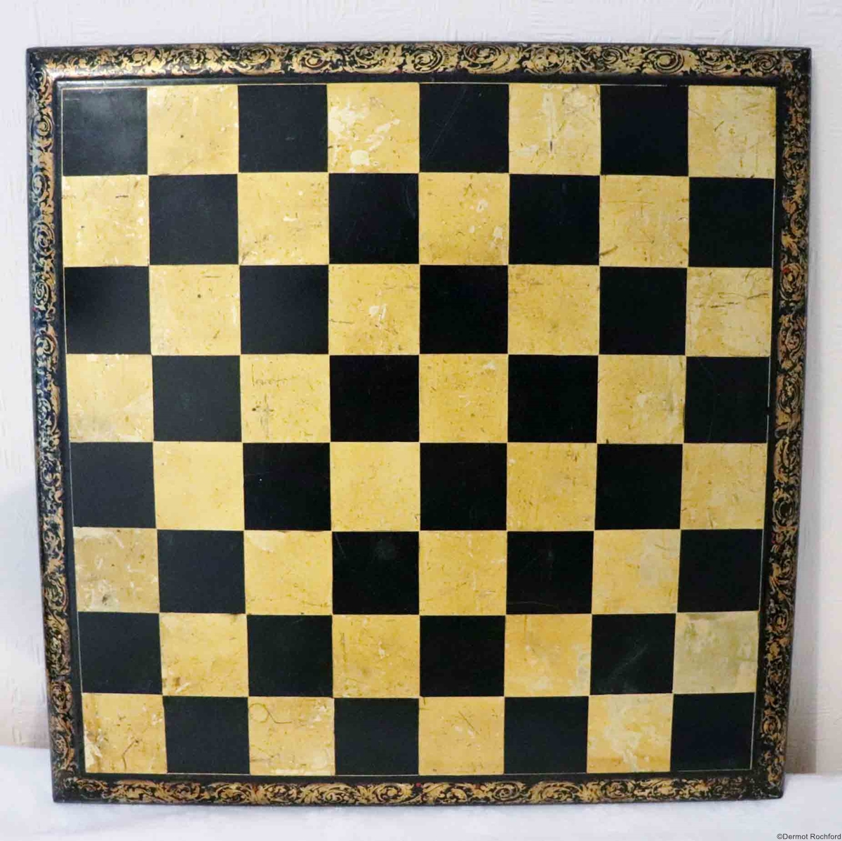 Antique lacquered chess board