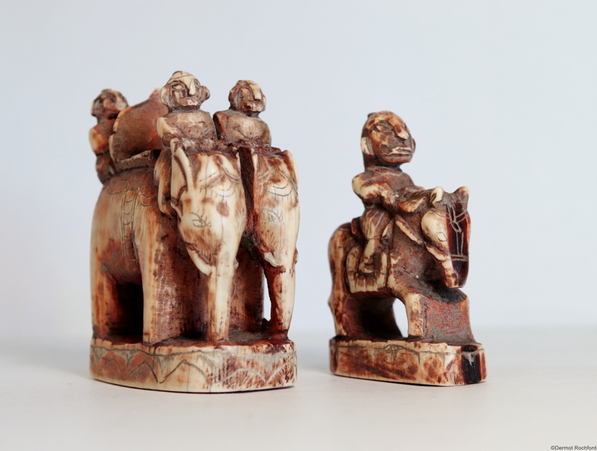 Antique Indian Chess Set Pieces