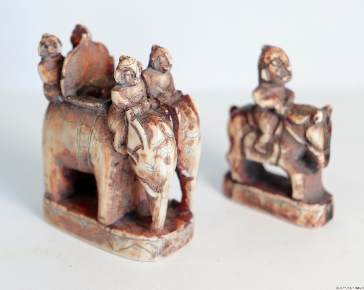 Antique Indian Chess Set Pieces