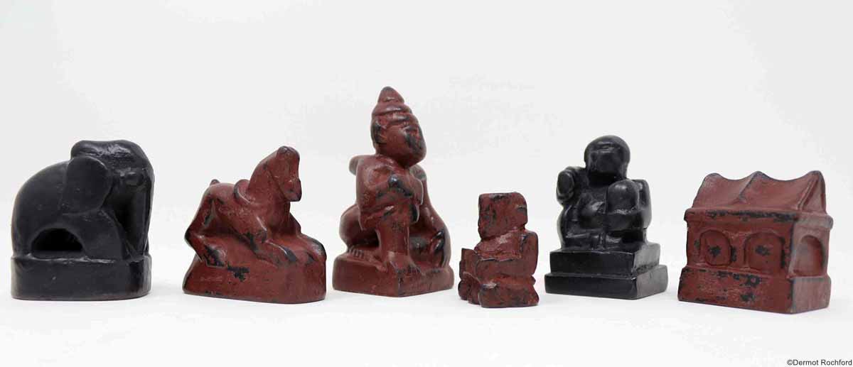 Antique Carved Stone Burmese Chess Set