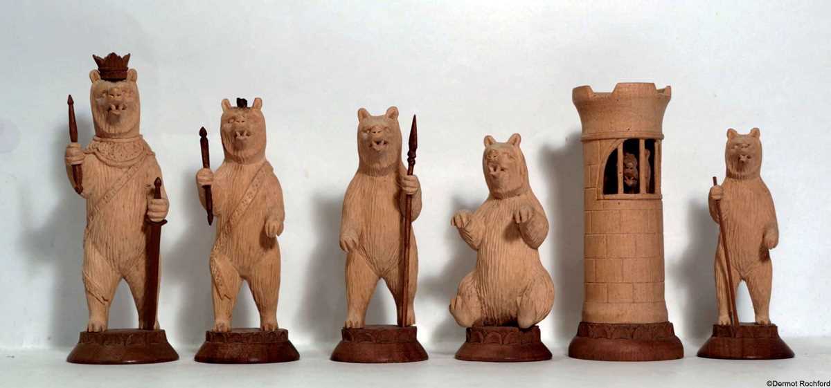 Antique Bear of Berne Carved Chess Set