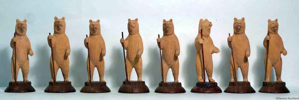 Antique Bear of Berne Carved Chess Set