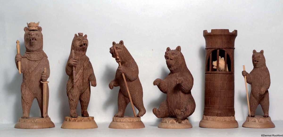 Antique Bear of Berne Carved Chess Set