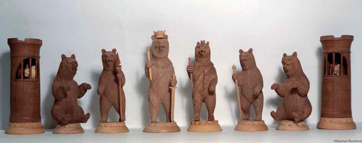 Antique Bear of Berne Carved Chess Set