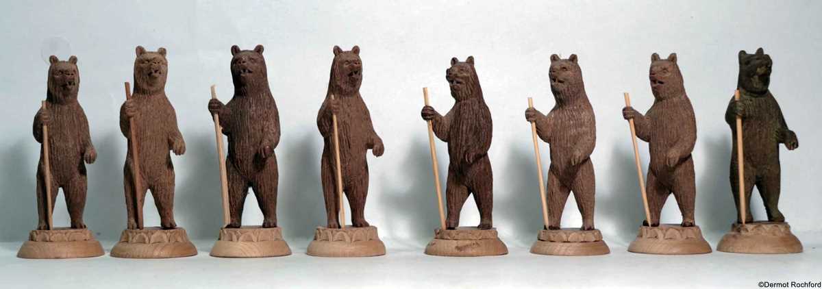 Antique Bear of Berne Carved Chess Set