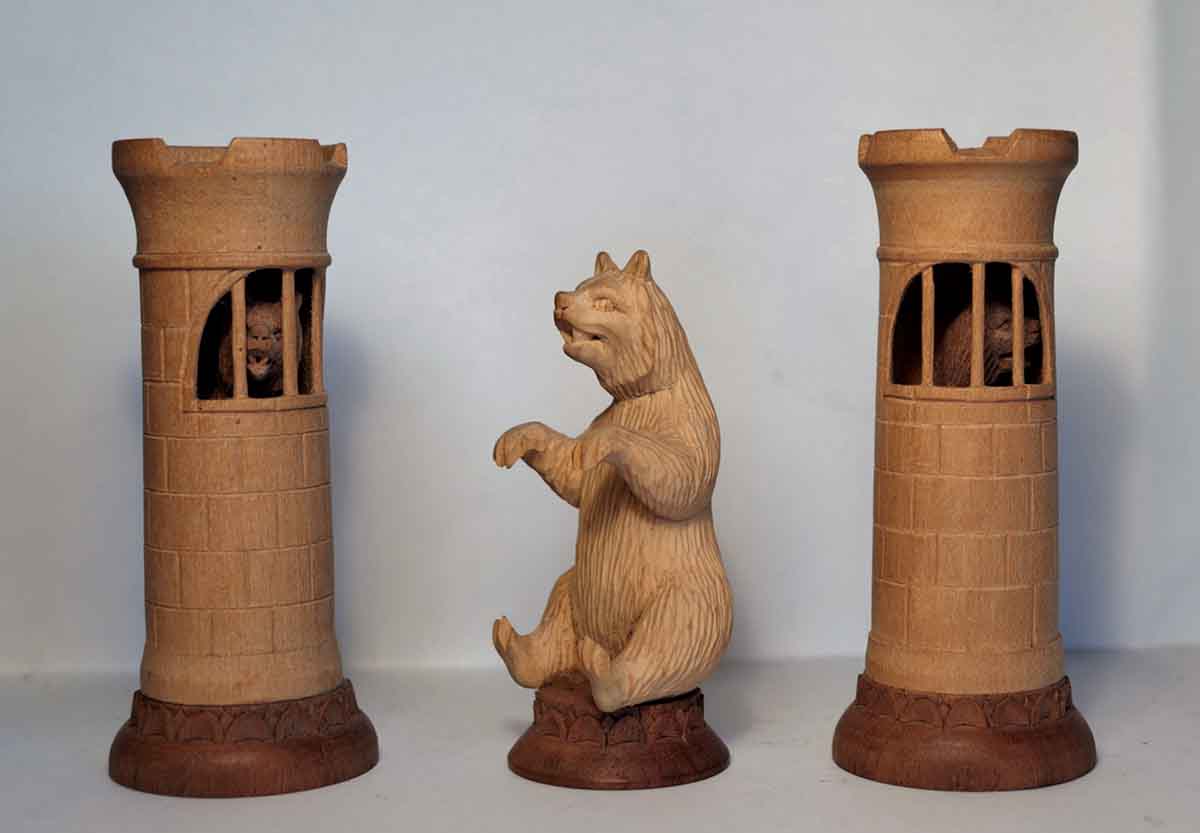 Antique Bear of Berne Carved Chess Set