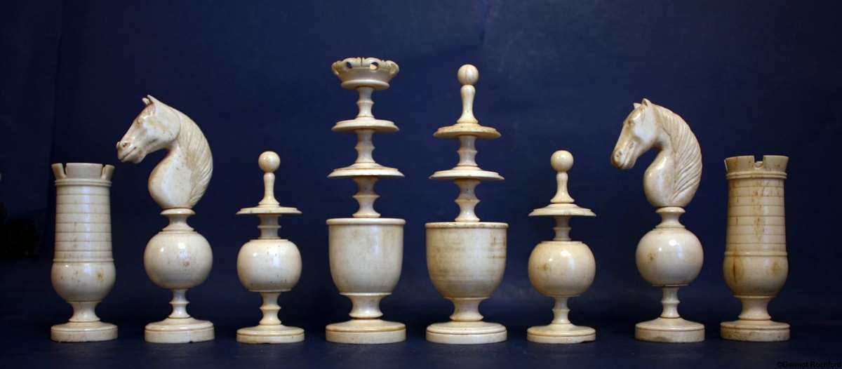 Antique Bone French Regency Chess Set