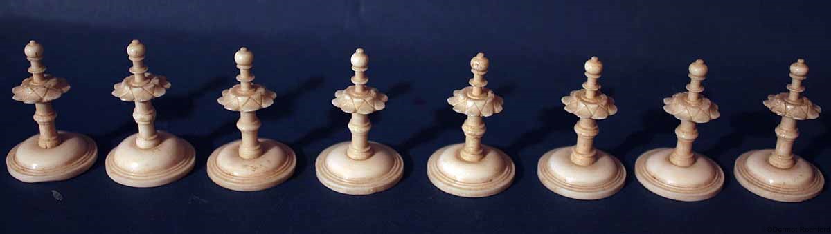 18th Century Bone Geislingen Figural Chess Set