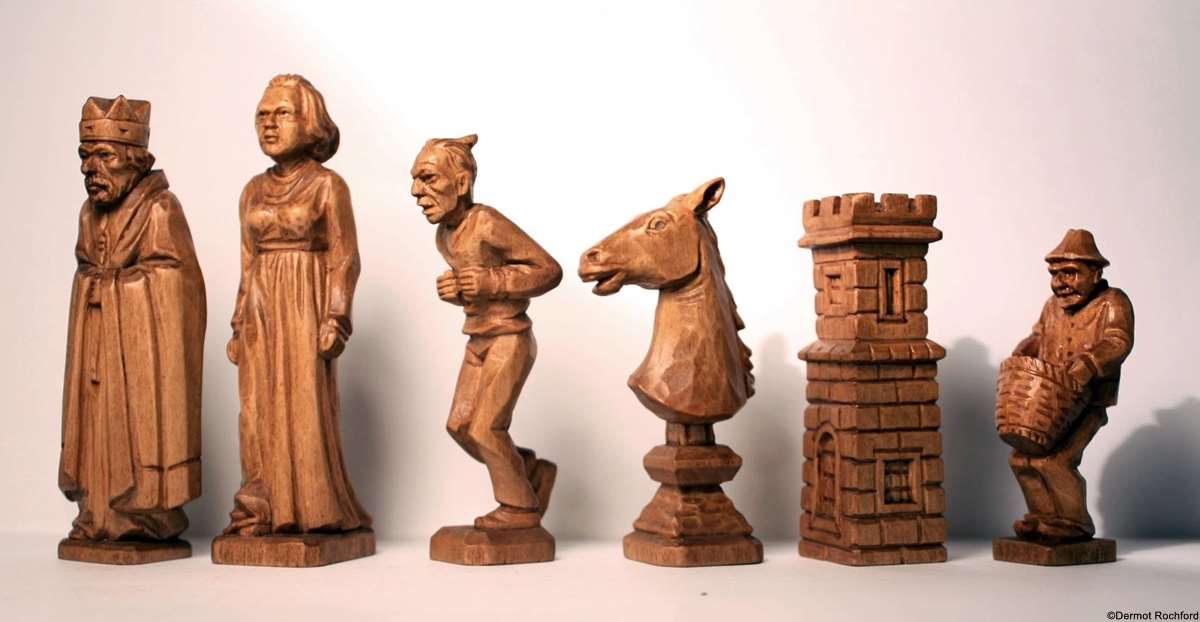 Vintage German Carved Chess Set