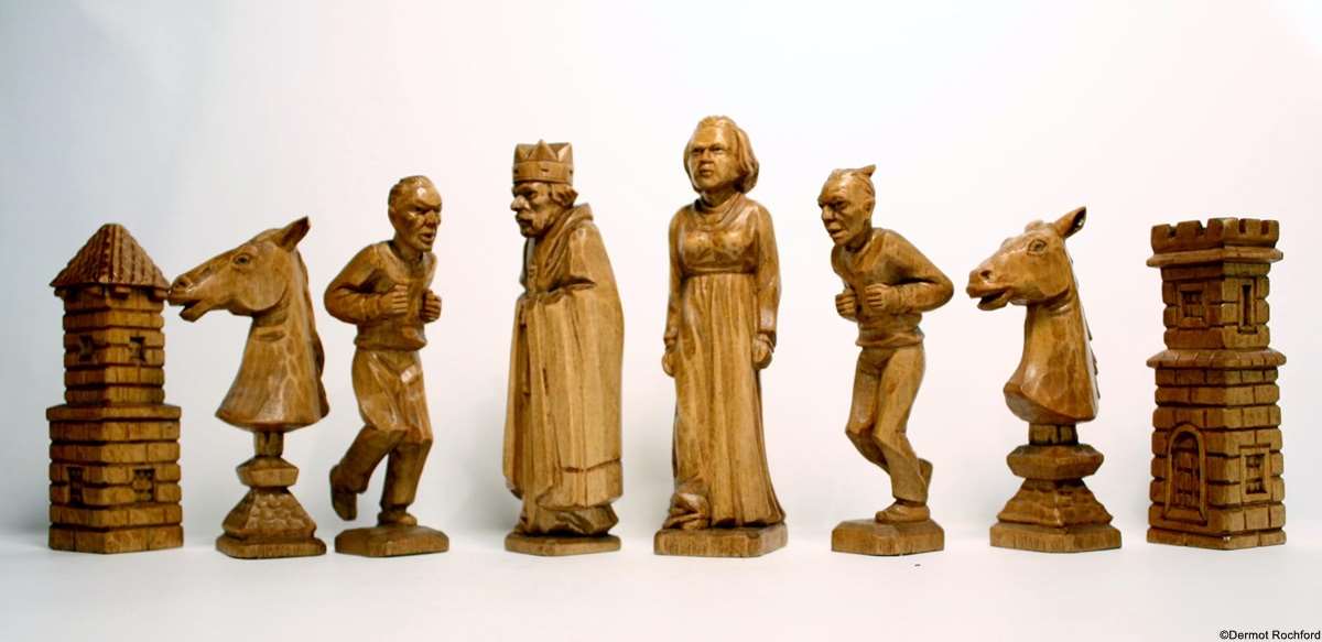 Vintage German Carved Chess Set