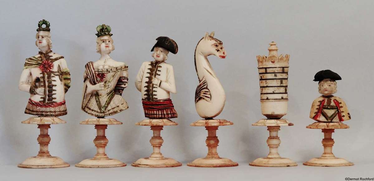 Rare Antique Geislingen Bone Chess Set