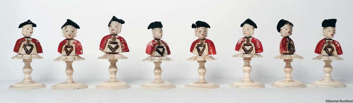 Rare Antique Geislingen Bone Chess Set