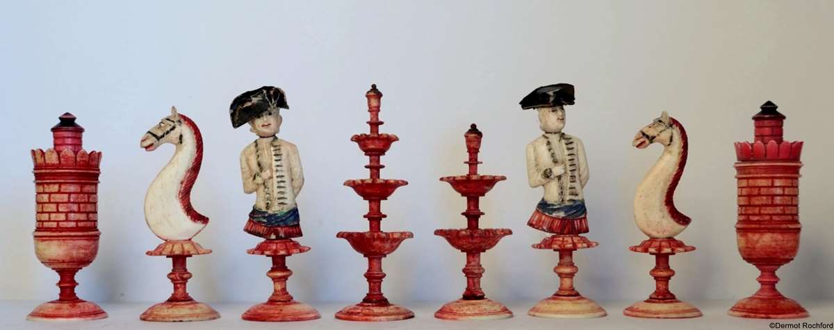 Antique German Geislingen Bone Chess Set