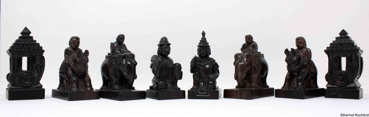 Finely Carved Burmese Chess Set