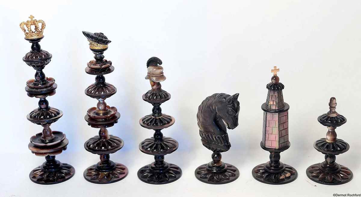 Antique Italian Mother of Pearl Chess Set