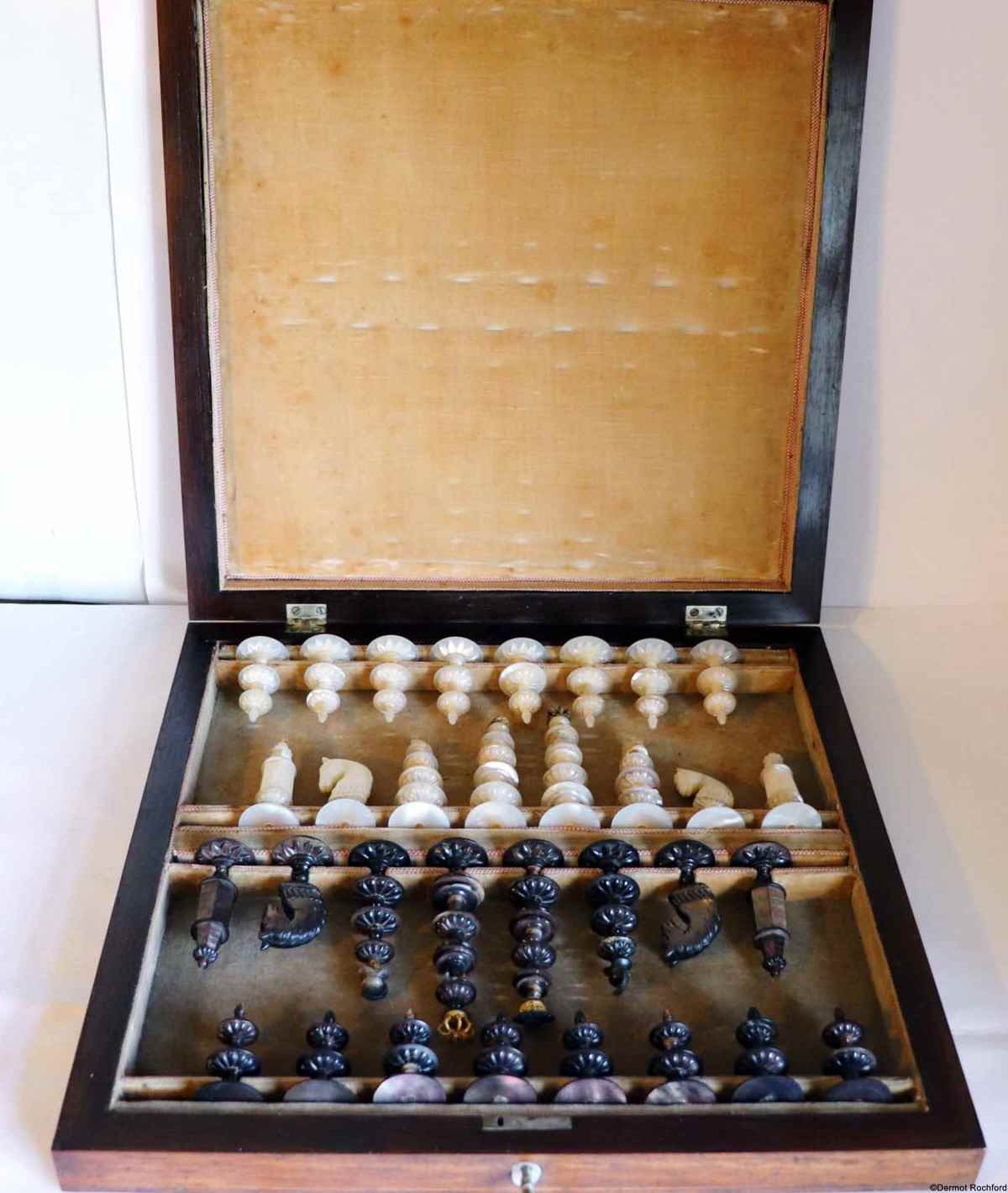 Antique Italian Mother of Pearl Chess Set