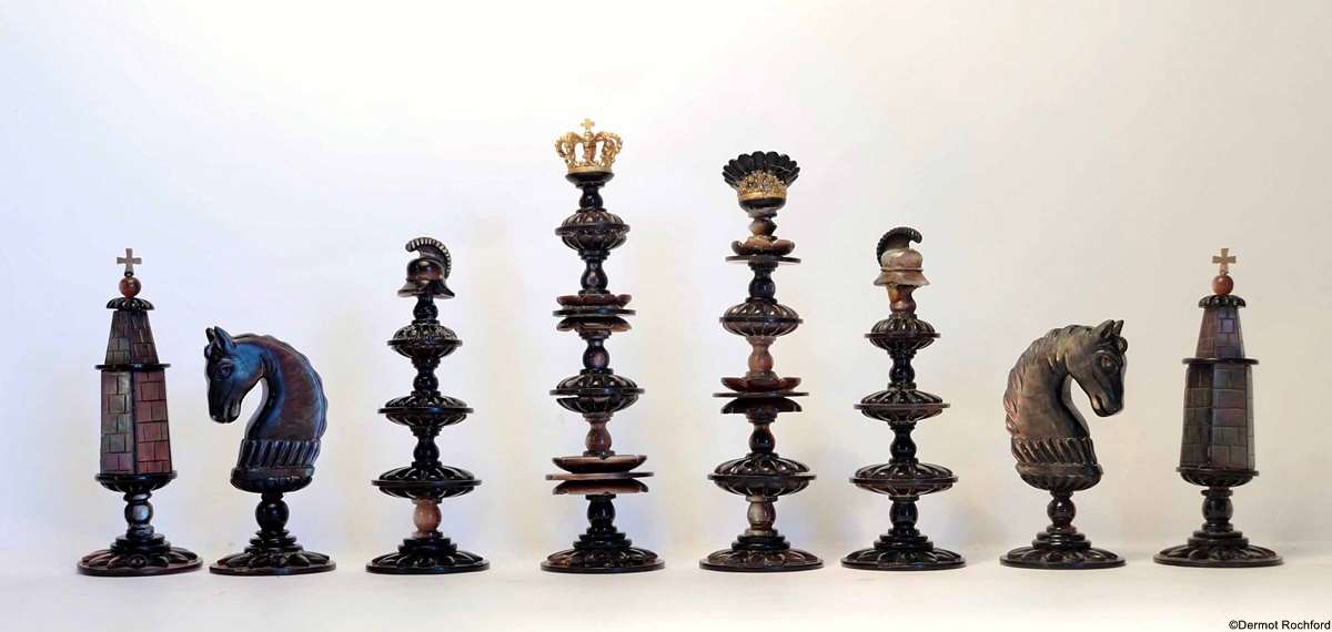 Antique Italian Mother of Pearl Chess Set