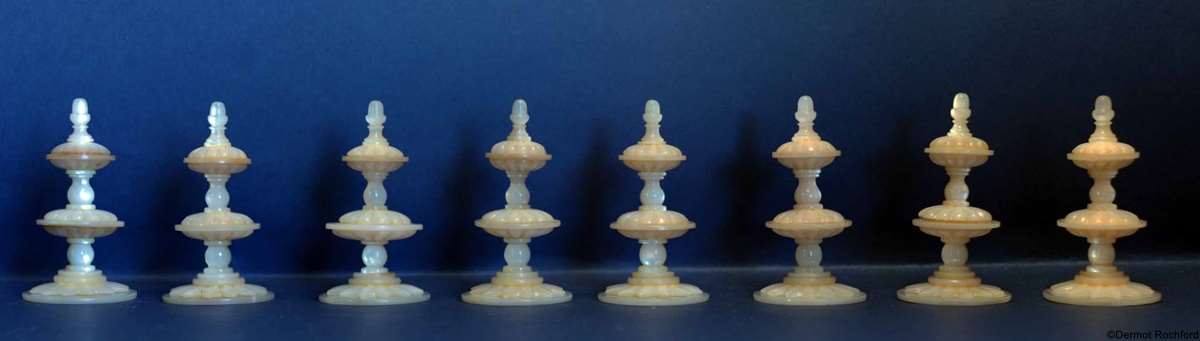 Antique Italian Mother of Pearl Chess Set