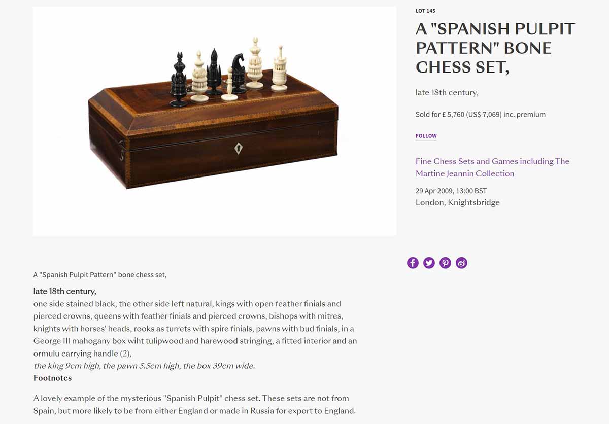 Antique Pulpit Chess Set Reference