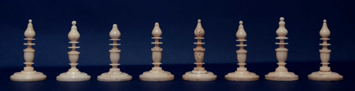 Antique German Bone Selenus Chess Set