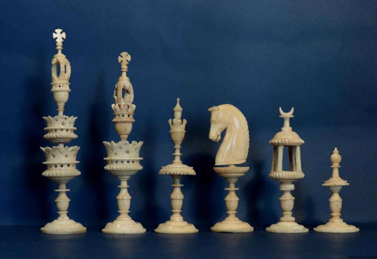 Antique Bone Selenus Chess Set