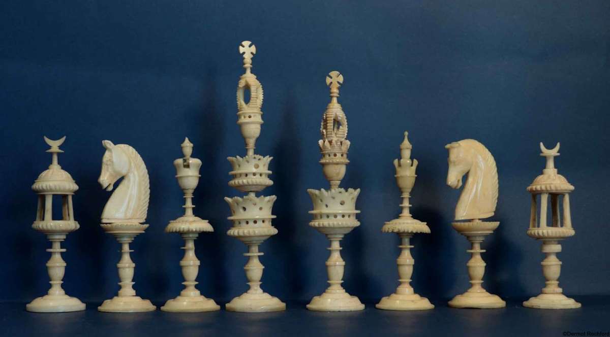 Antique Bone Selenus Chess Set