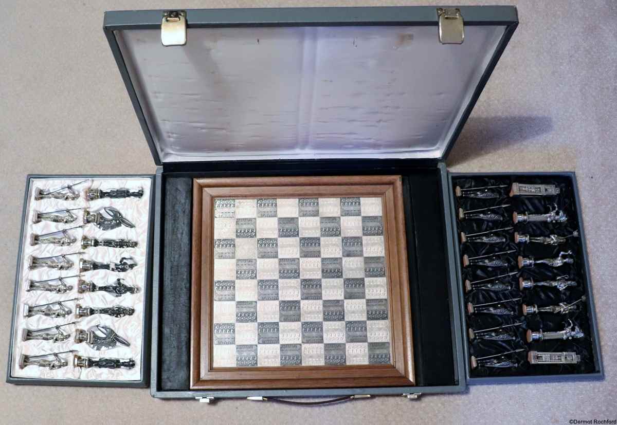 Vintage Spanish Silver Chess Set