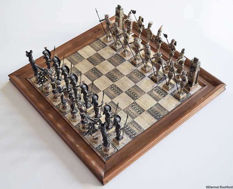 Vintage Spanish Silver Chess Set