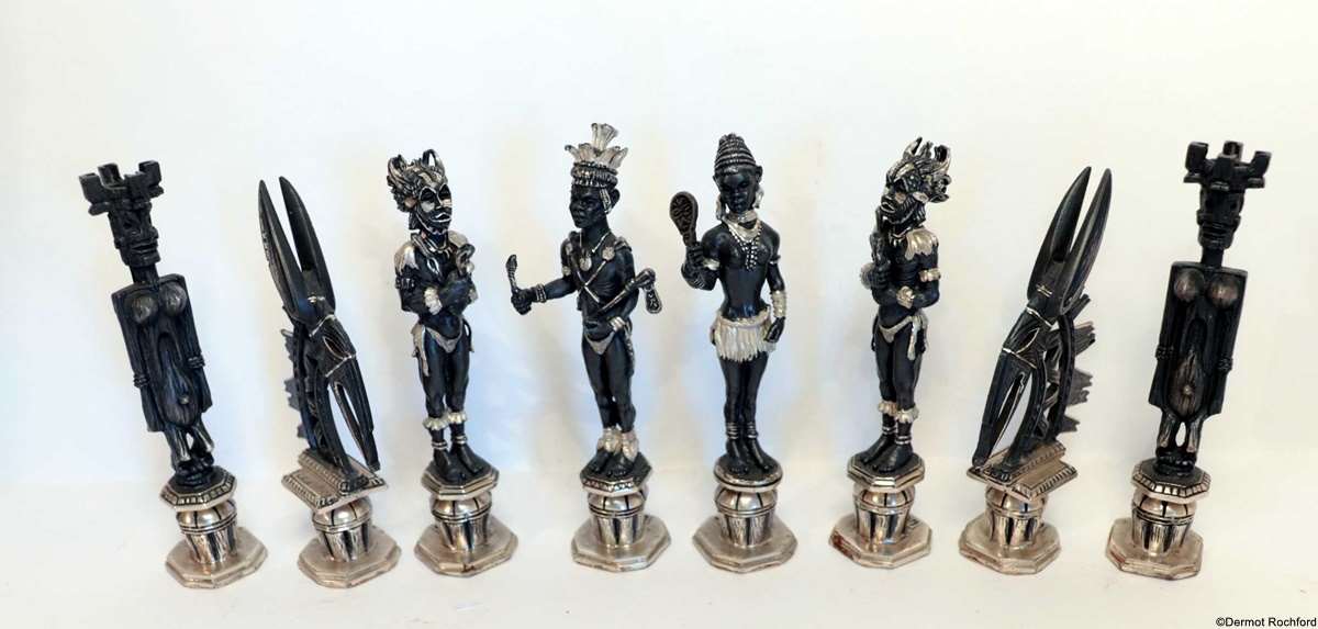 Vintage Spanish Silver Chess Set