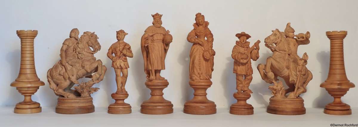 Antique Swiss Figural Chess Set