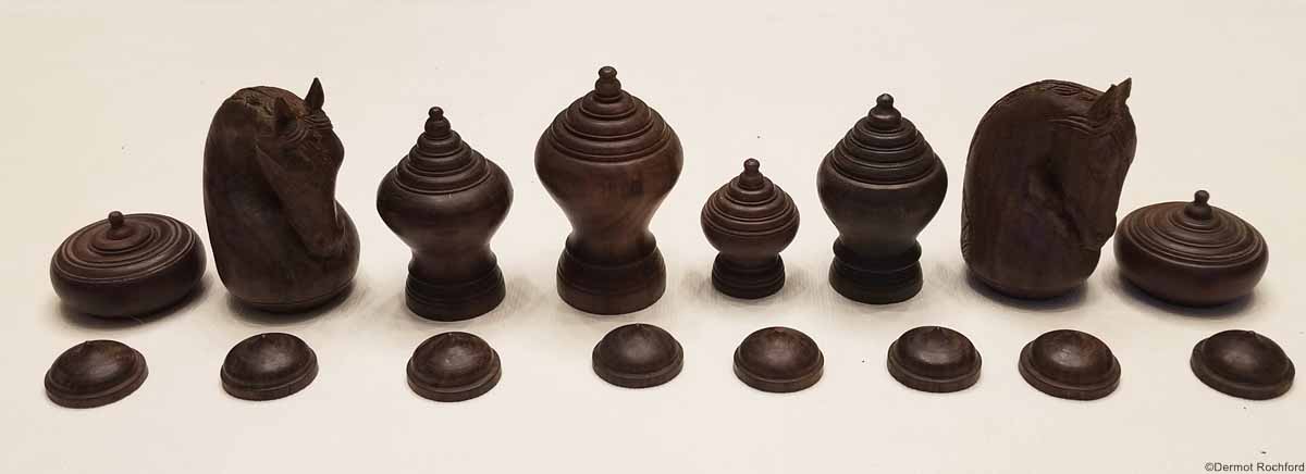Antique carved wooden Cambodian Chess Set