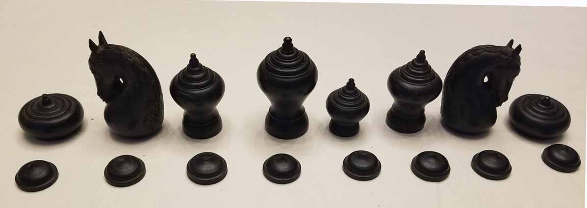 Antique carved wooden Cambodian Chess Set