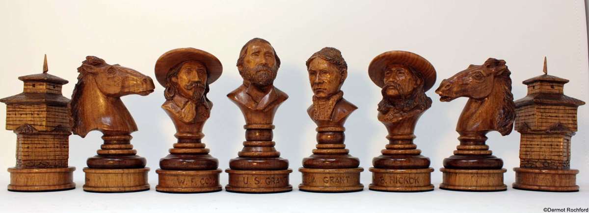 Cowboys vs Indian Carved Chess Set