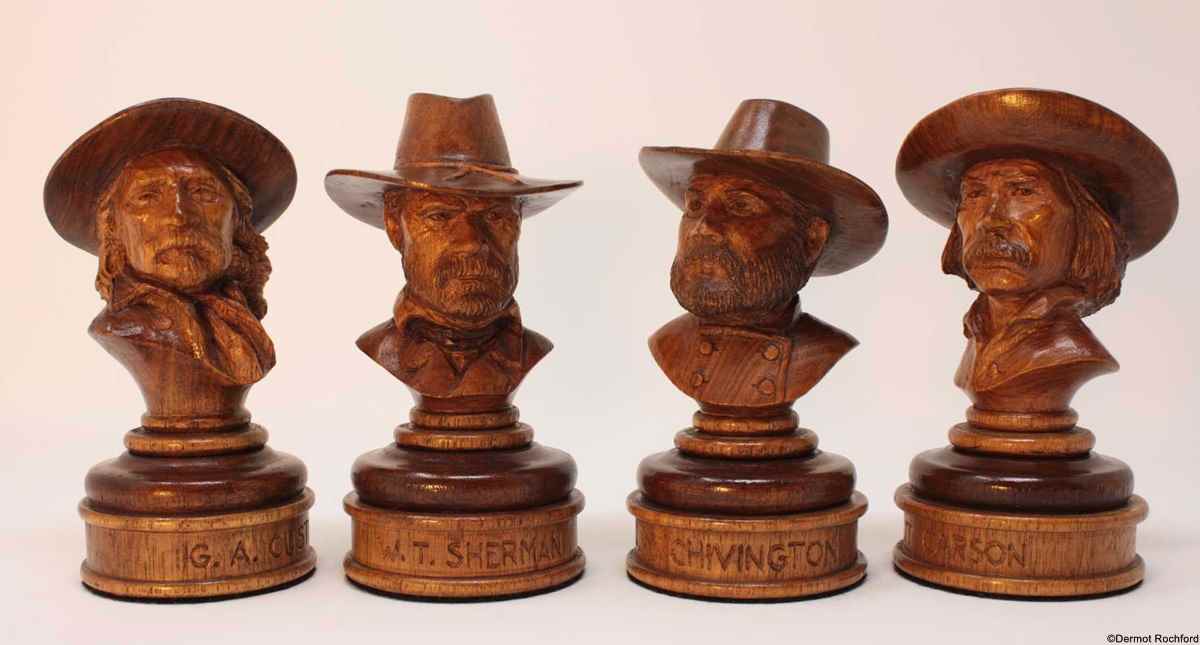 Cowboys vs Indian Carved Chess Set