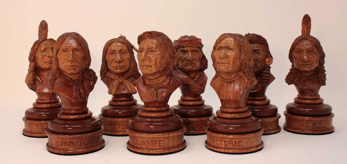 Cowboys vs Indian Carved Chess Set