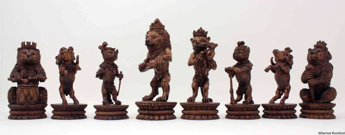 Exceptionally finely carved Reynard Chess Set