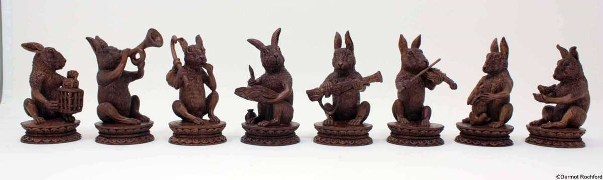 Exceptionally finely carved Reynard Chess Set