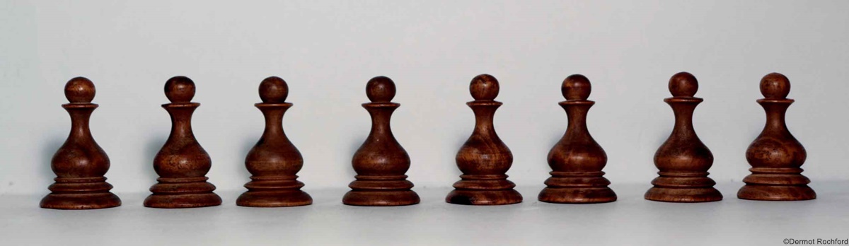 Antique Early Englsih Fruitwood Chess Set