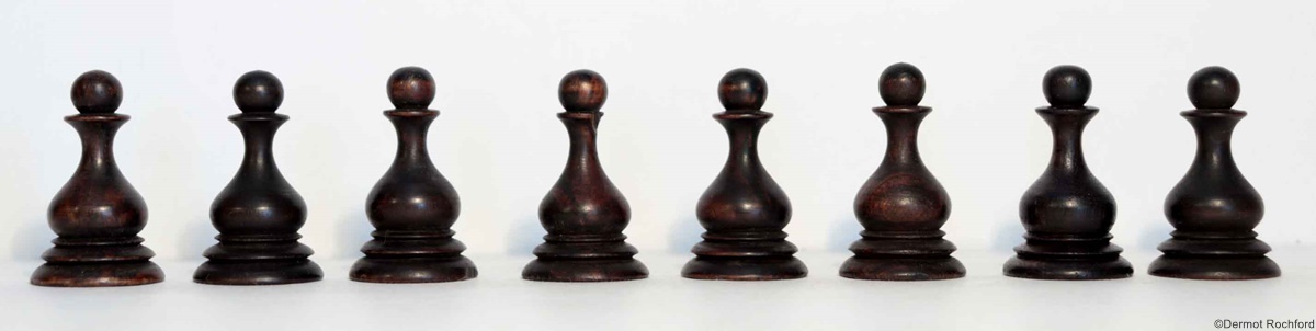 Antique Early Englsih Fruitwood Chess Set