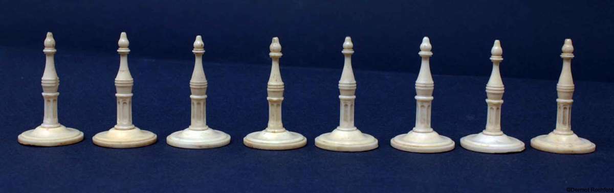 Rare Antique Gothic Form German Chess Set