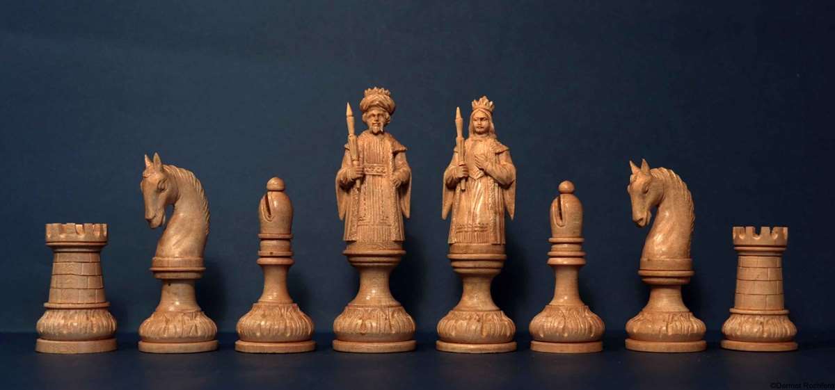 Finely carved central European Chess Set