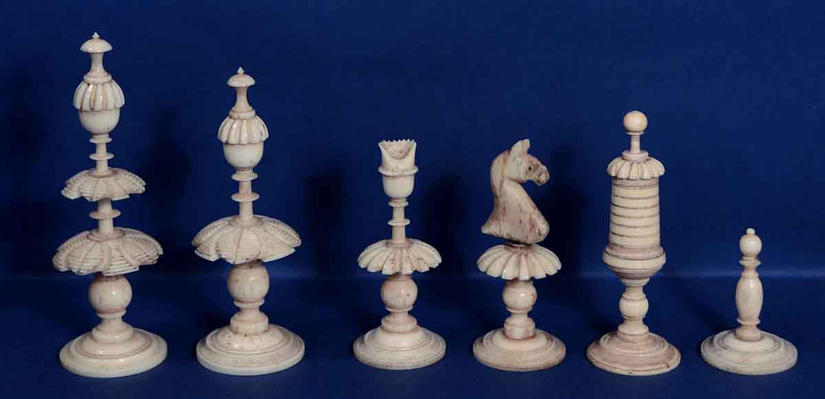 Antique Danish Bone Chess Set