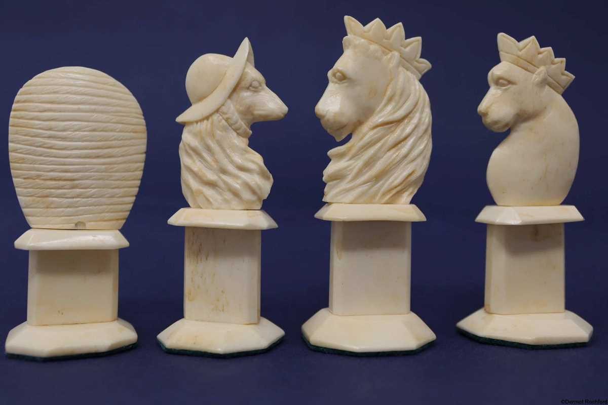 Antique German Bone Chess Set