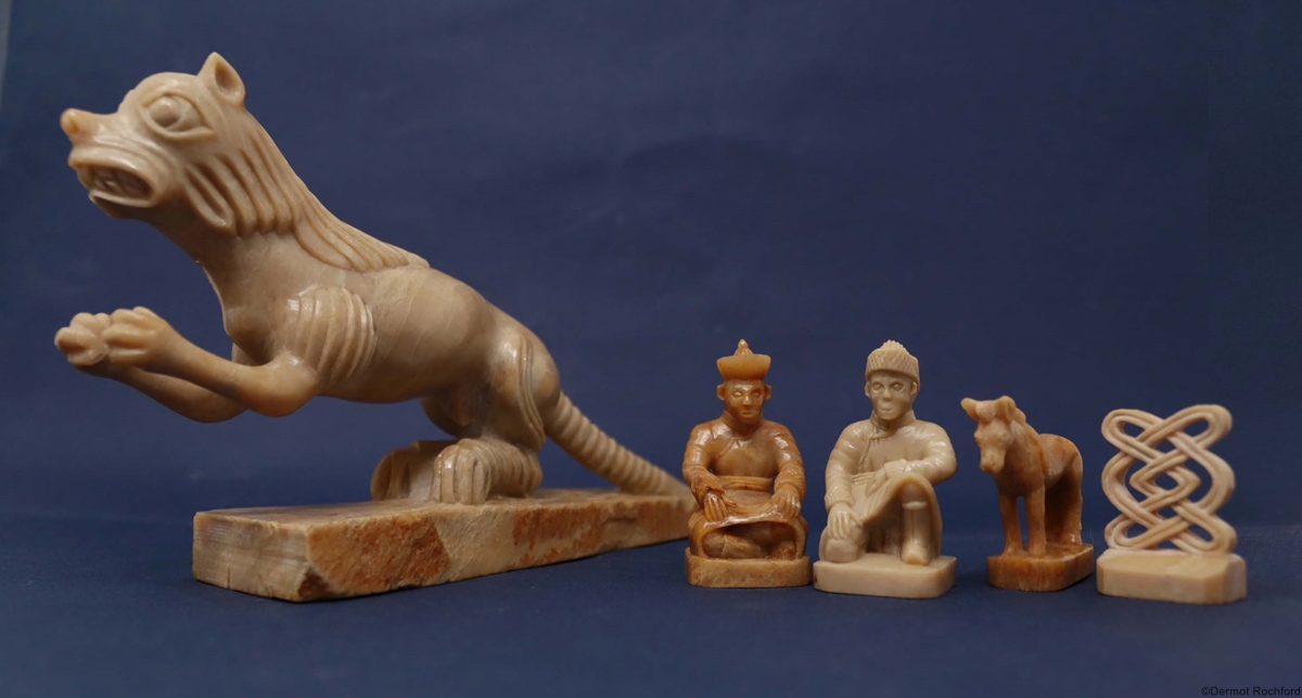  Vintage Mongolian Stone Chess Set